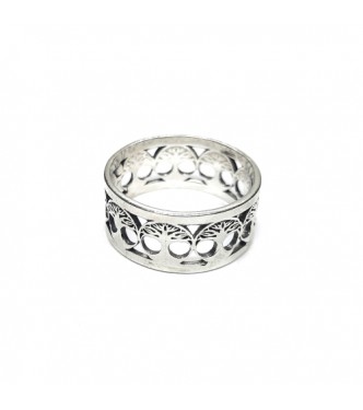 R002393 Genuine Sterling Silver Ring 9mm Band Tree of Life Solid Hallmarked 925 Handmade